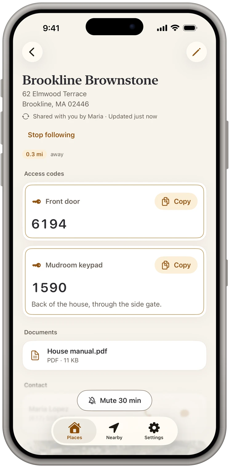 Brookline Brownstone, shared with you by Maria and updated just now, with its codes
